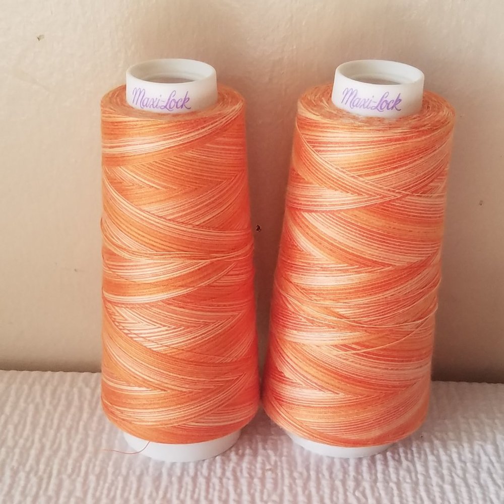 Maxi Lock 2 Spools of Orange Creamsicles Serger/ Sewing Machine Polyester Thread